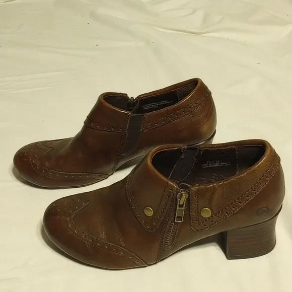 Brown Leather Born Heeled Clogs - Picture 3 of 10